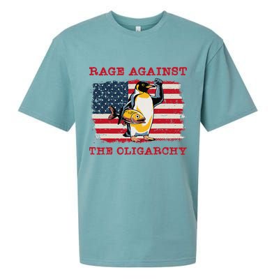 Rage Against Oligarchy Penguin Hands Off Fight Resist Sueded Cloud Jersey T-Shirt