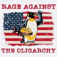 Rage Against Oligarchy Penguin Hands Off Fight Resist Garment-Dyed Sweatshirt
