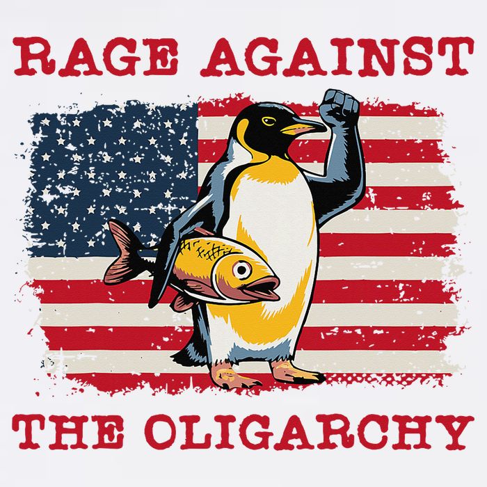 Rage Against Oligarchy Penguin Hands Off Fight Resist Garment-Dyed Sweatshirt