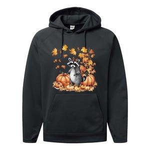 Raccoon And Pumpkin Spice Lovers Performance Fleece Hoodie