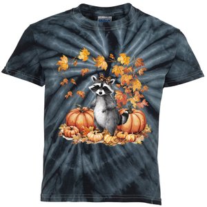 Raccoon And Pumpkin Spice Lovers Kids Tie-Dye T-Shirt