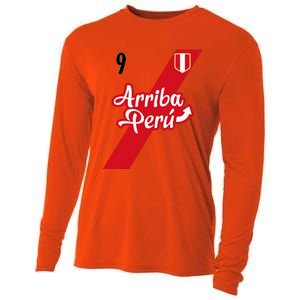 Retro Arriba Peru Soccer Jersey 9 Peruvian Futbol Cooling Performance Long Sleeve Crew