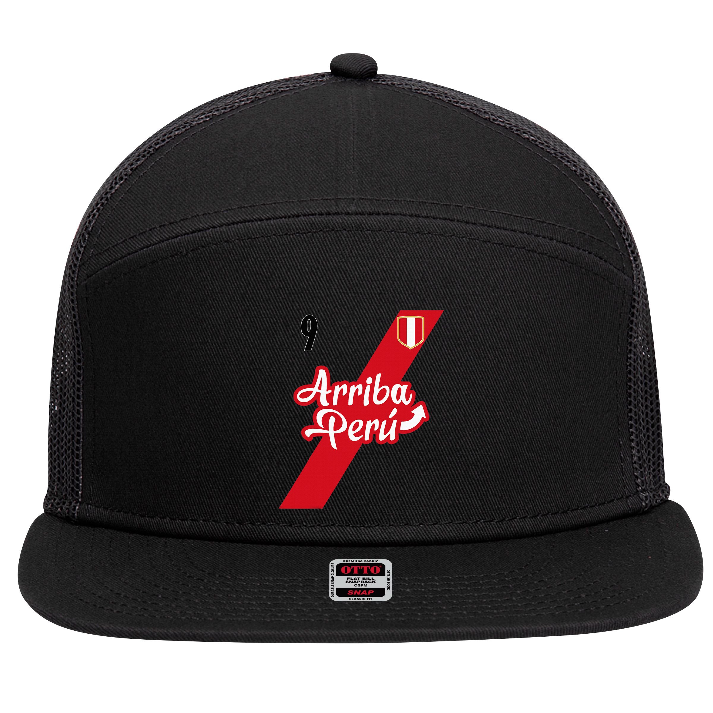 Retro Arriba Peru Soccer Jersey 9 Peruvian Futbol 7 Panel Mesh Trucker Snapback Hat