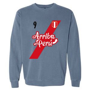 Retro Arriba Peru Soccer Jersey 9 Peruvian Futbol Garment-Dyed Sweatshirt