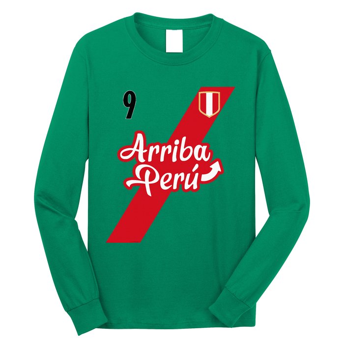 Retro Arriba Peru Soccer Jersey 9 Peruvian Futbol Long Sleeve Shirt