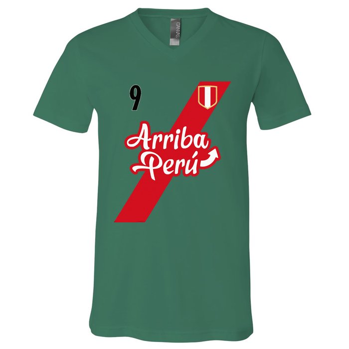 Retro Arriba Peru Soccer Jersey 9 Peruvian Futbol V-Neck T-Shirt