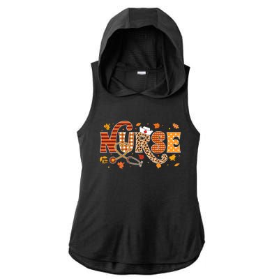 Retro Autumn Pumpkin Fall Nurse Life Thanksgiving Nurse Ladies PosiCharge Tri-Blend Wicking Draft Hoodie Tank