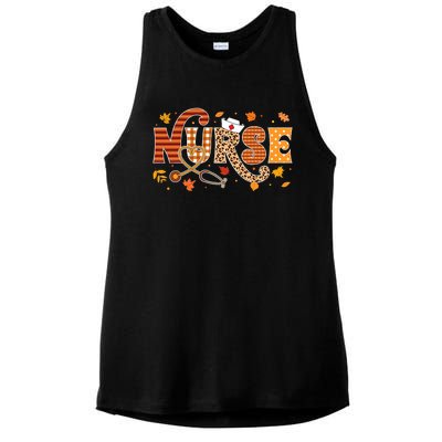 Retro Autumn Pumpkin Fall Nurse Life Thanksgiving Nurse Ladies PosiCharge Tri-Blend Wicking Tank