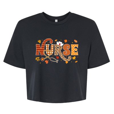 Retro Autumn Pumpkin Fall Nurse Life Thanksgiving Nurse Bella+Canvas Jersey Crop Tee