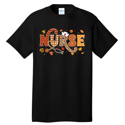 Retro Autumn Pumpkin Fall Nurse Life Thanksgiving Nurse Tall T-Shirt