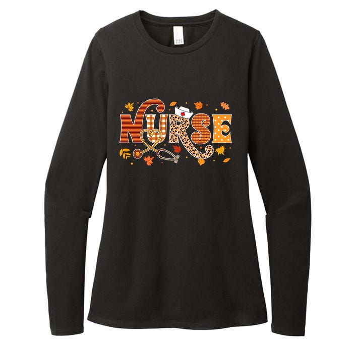 Retro Autumn Pumpkin Fall Nurse Life Thanksgiving Nurse Womens CVC Long Sleeve Shirt