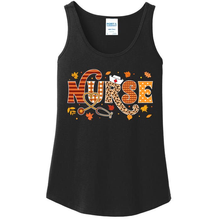 Retro Autumn Pumpkin Fall Nurse Life Thanksgiving Nurse Ladies Essential Tank