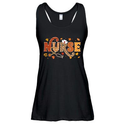 Retro Autumn Pumpkin Fall Nurse Life Thanksgiving Nurse Ladies Essential Flowy Tank