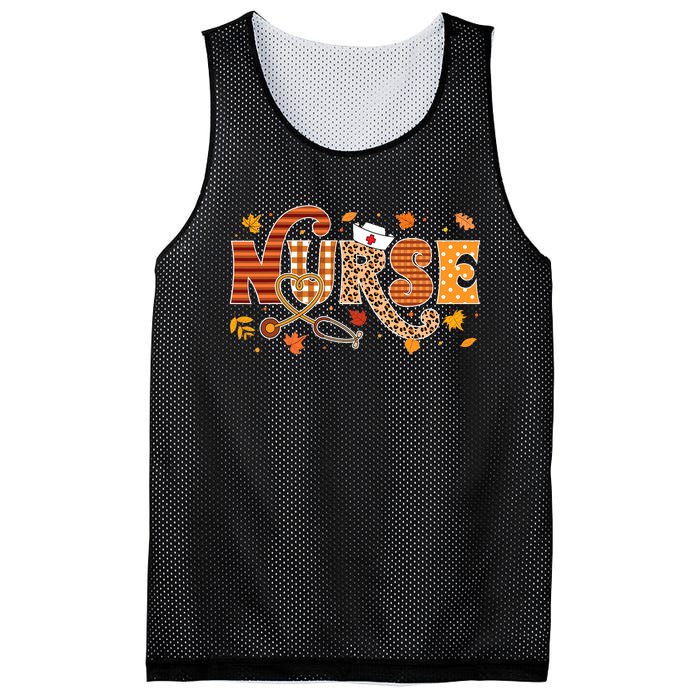 Retro Autumn Pumpkin Fall Nurse Life Thanksgiving Nurse Mesh Reversible Basketball Jersey Tank