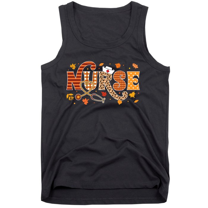 Retro Autumn Pumpkin Fall Nurse Life Thanksgiving Nurse Tank Top