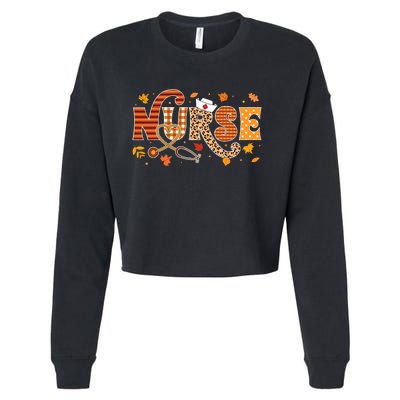 Retro Autumn Pumpkin Fall Nurse Life Thanksgiving Nurse Cropped Pullover Crew