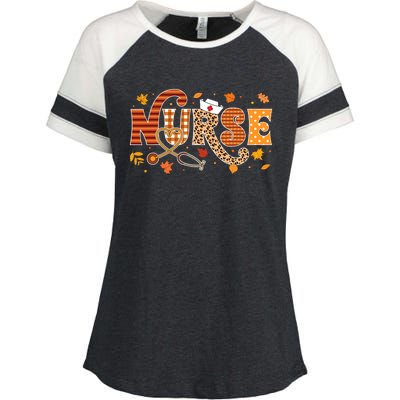 Retro Autumn Pumpkin Fall Nurse Life Thanksgiving Nurse Enza Ladies Jersey Colorblock Tee