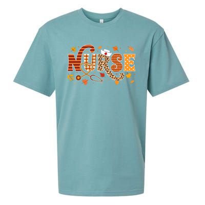 Retro Autumn Pumpkin Fall Nurse Life Thanksgiving Nurse Sueded Cloud Jersey T-Shirt