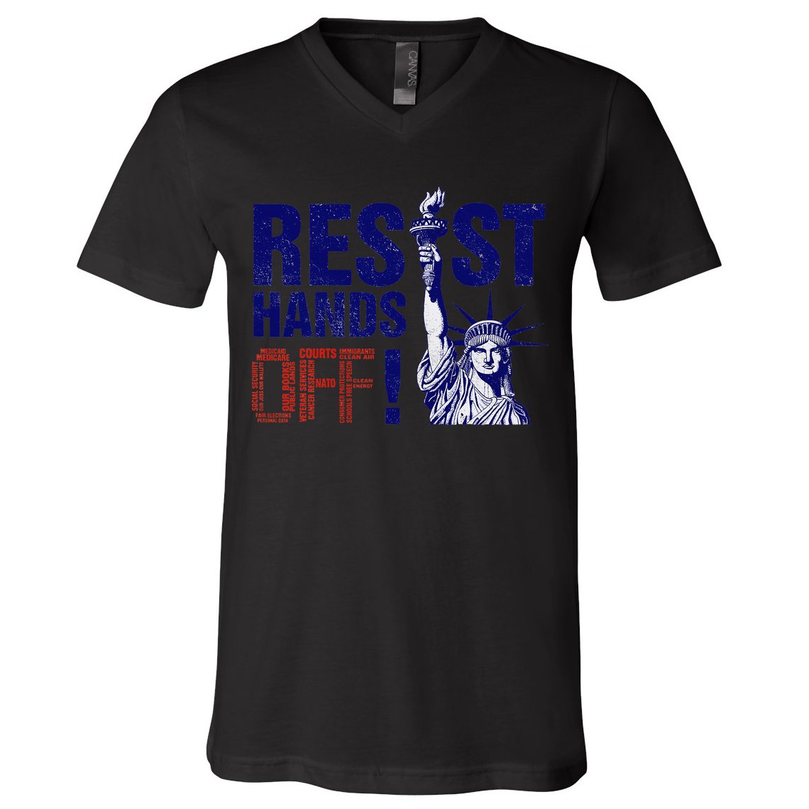 Resist And Protest Hands Off Statue Of Liberty V-Neck T-Shirt