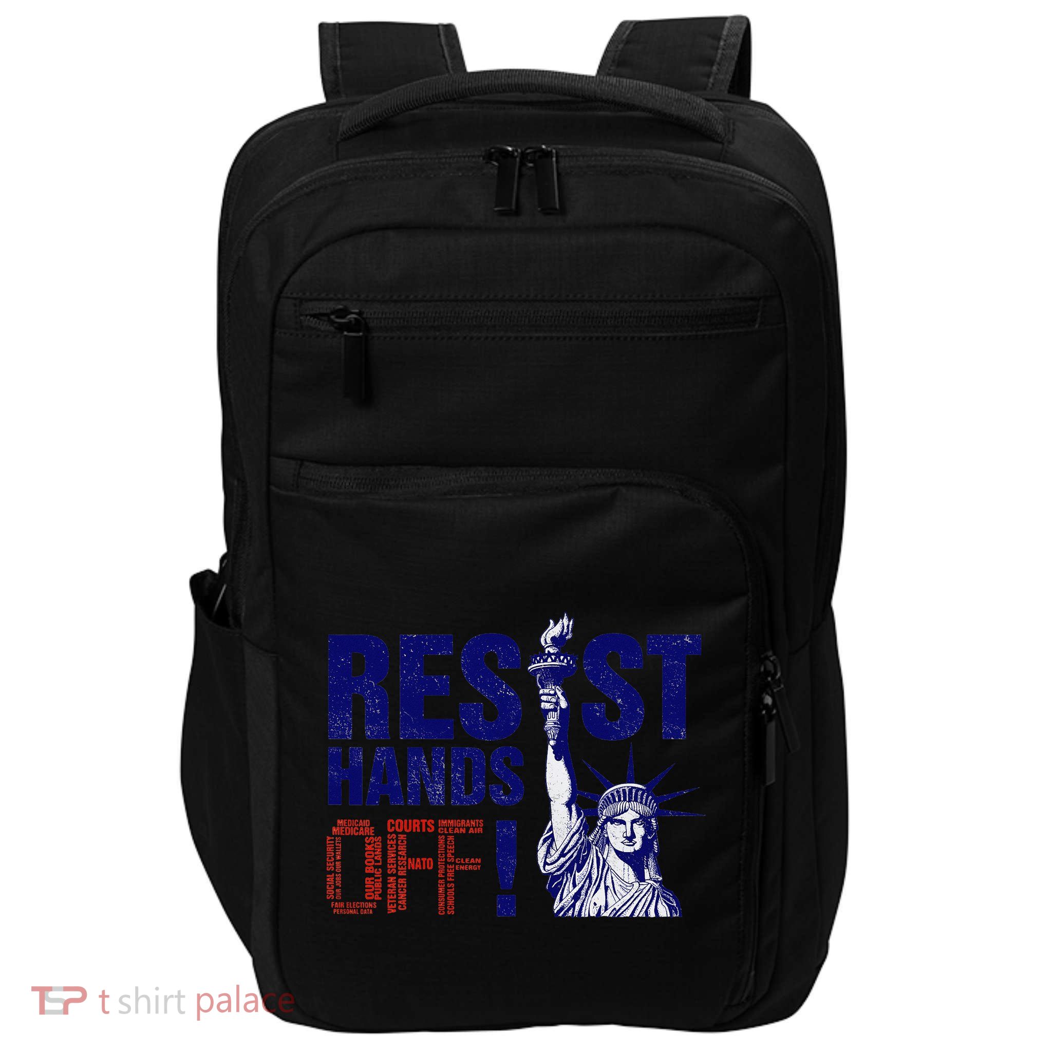 Resist And Protest Hands Off Statue Of Liberty Impact Tech Backpack