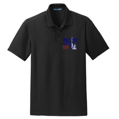 Resist And Protest Hands Off Statue Of Liberty Dry Zone Grid Polo