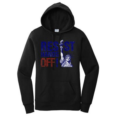 Resist And Protest Hands Off Statue Of Liberty Women's Pullover Hoodie