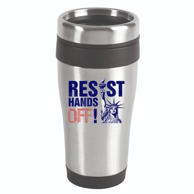 Resist And Protest Hands Off Statue Of Liberty 16oz Travel Tumbler