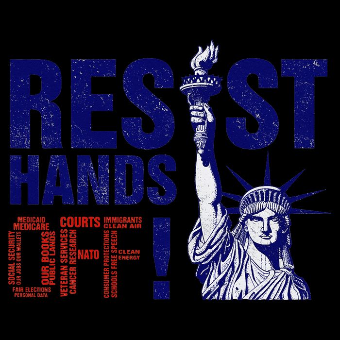 Resist And Protest Hands Off Statue Of Liberty Women's Crop Top Tee