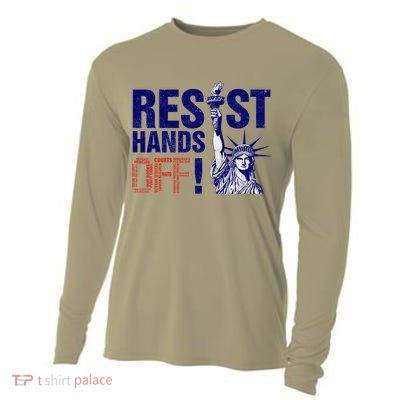 Resist And Protest Hands Off Statue Of Liberty Cooling Performance Long Sleeve Crew