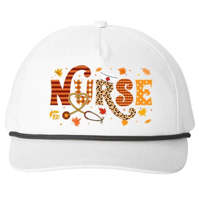 Retro Autumn Pumpkin Fall Nurse Life Thanksgiving Nurse Snapback Five-Panel Rope Hat