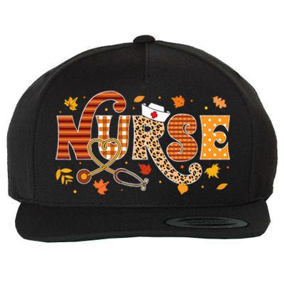 Retro Autumn Pumpkin Fall Nurse Life Thanksgiving Nurse Wool Snapback Cap