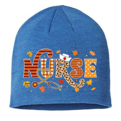 Retro Autumn Pumpkin Fall Nurse Life Thanksgiving Nurse Sustainable Beanie