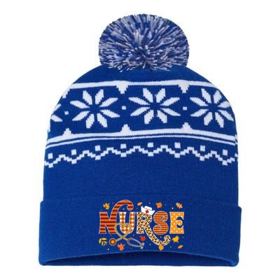 Retro Autumn Pumpkin Fall Nurse Life Thanksgiving Nurse USA-Made Snowflake Beanie