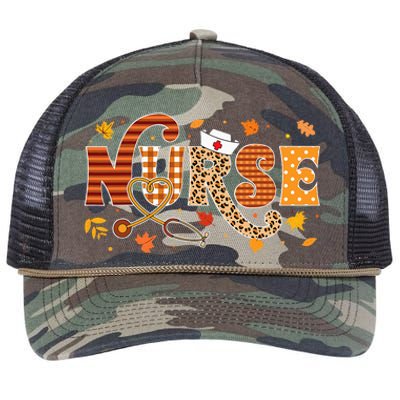 Retro Autumn Pumpkin Fall Nurse Life Thanksgiving Nurse Retro Rope Trucker Hat Cap