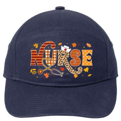 Retro Autumn Pumpkin Fall Nurse Life Thanksgiving Nurse 7-Panel Snapback Hat