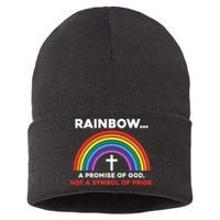 Rainbow A Promise Of God Not A Symbol Of Pride Sustainable Knit Beanie