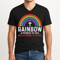 Rainbow A Promise Of God Not A Symbol Of Pride V-Neck T-Shirt