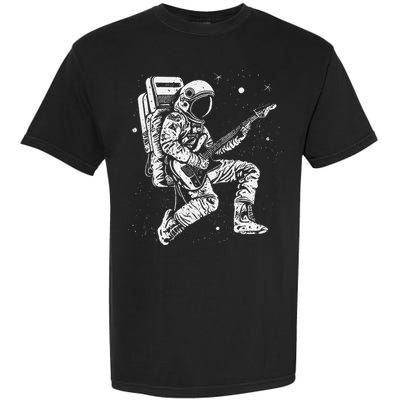retro Astronaut playing electric guitar in space Garment-Dyed Heavyweight T-Shirt