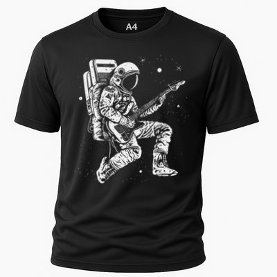 retro Astronaut playing electric guitar in space Performance Shirt