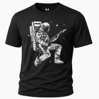 retro Astronaut playing electric guitar in space Cooling Performance Crew T-Shirt