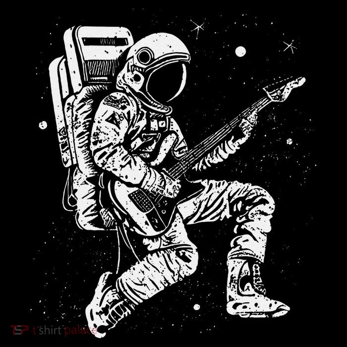 retro Astronaut playing electric guitar in space T-Shirt