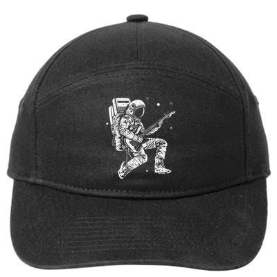 retro Astronaut playing electric guitar in space 7-Panel Snapback Hat