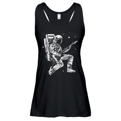 retro Astronaut playing electric guitar in space Ladies Essential Flowy Tank