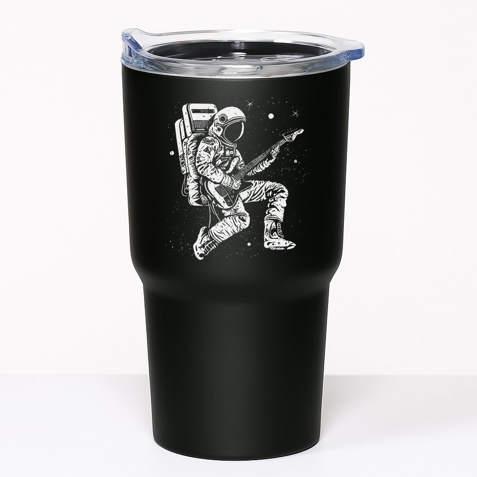 retro Astronaut playing electric guitar in space Tumbler