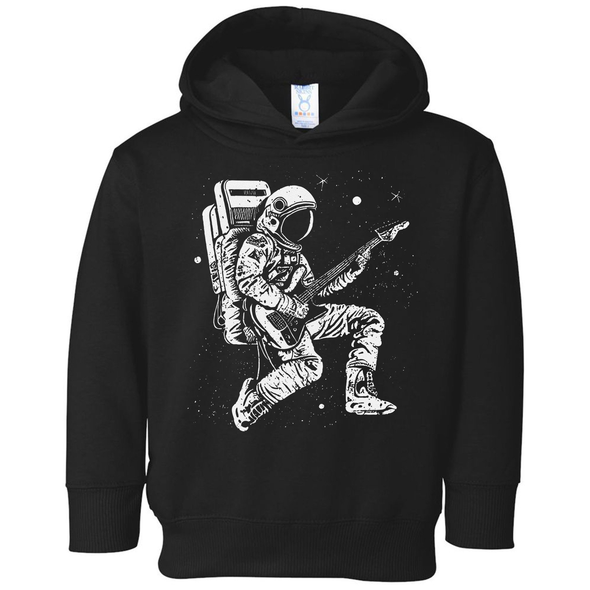 retro Astronaut playing electric guitar in space Toddler Hoodie