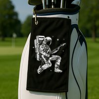 retro Astronaut playing electric guitar in space Golf Towel
