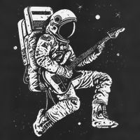 retro Astronaut playing electric guitar in space Golf Towel