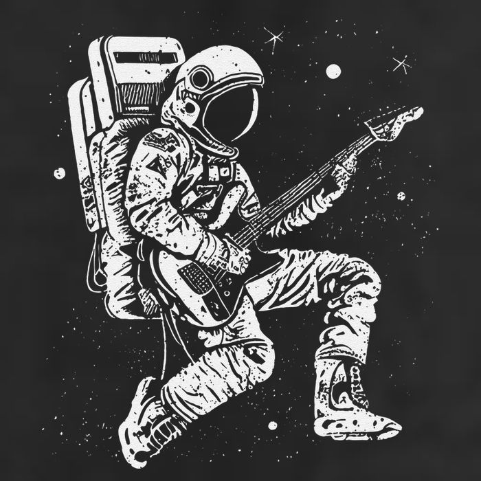 retro Astronaut playing electric guitar in space Golf Towel