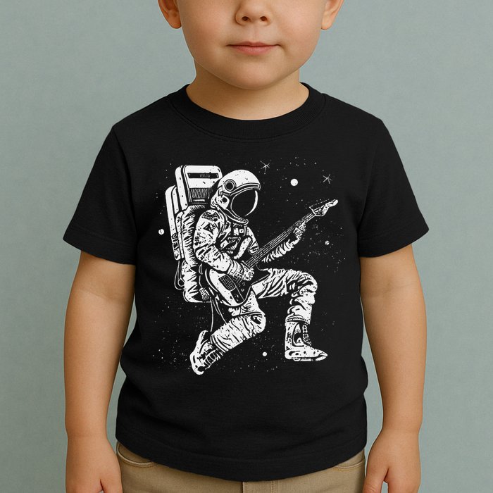 retro Astronaut playing electric guitar in space Toddler T-Shirt