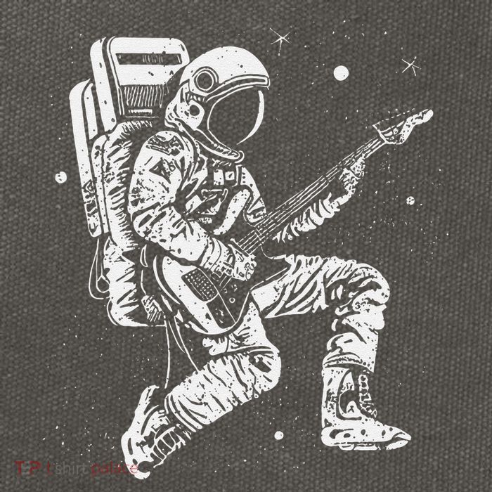 retro Astronaut playing electric guitar in space Cotton Canvas Backpack